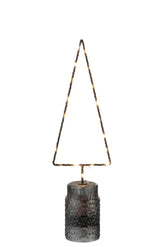 Kerstb+Led+Batterij Open Metaal Zwart Medium - (97785)